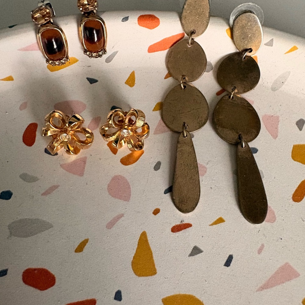 Lot of 3 Gold Tone Earrings